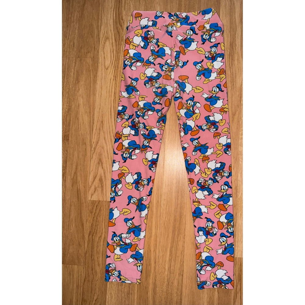 LuLaRoe Disney Kids Leggings Bundle Flounder Little Mermaid Donald Duck L/XL 2pk - Picture 4 of 5